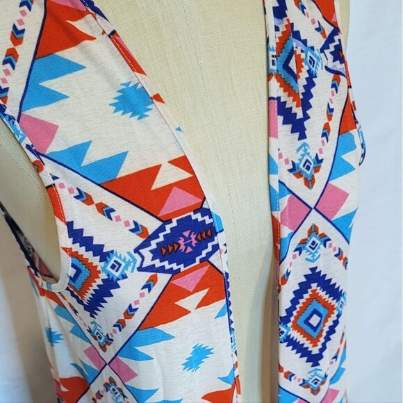 Rue 21 Aztec Boho Western Open Front Long Vest Fringe Cardigan Size Medium - Picture 6 of 7